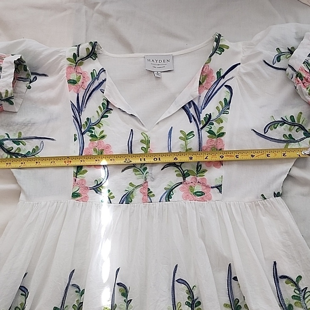 Hayden COTTAGECORE 100% Cotton Floral Embroidered White Dress, Small - Picture 10 of 11